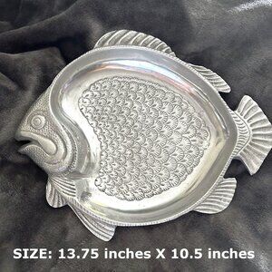 Vintage Pewter Fish Platter Serving Dish or Knick-Knack Tray